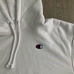 cropped white champion hoodie